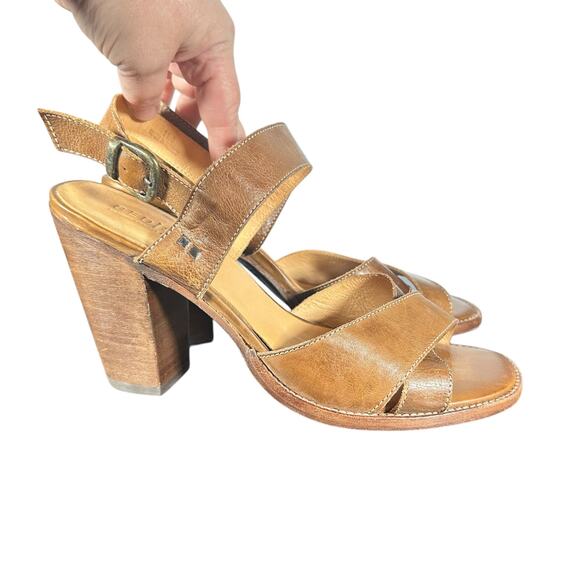 Bed Stu Women's Leather Heeled Sandals 11 Made in Mexico Brown Stylish Comfort - Picture 1 of 10
